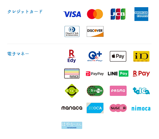 使えるクレジットカードと電子マネーの画像